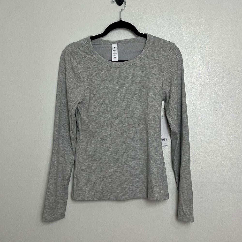 Yogalicious Eliani Heavenly Rib Heather‎ Gray Long Sleeve Top - Size M